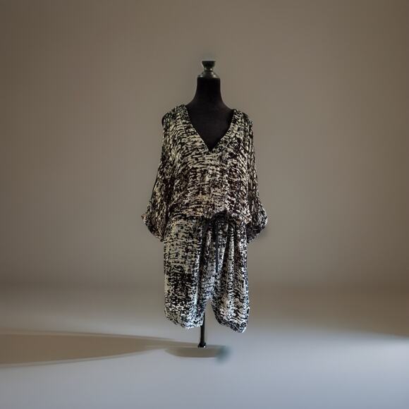 Gypsy 05 Silk Velvet Burnout Dress – L - Sheer Cold Shoulder Boho Glam Party - Picture 2 of 12